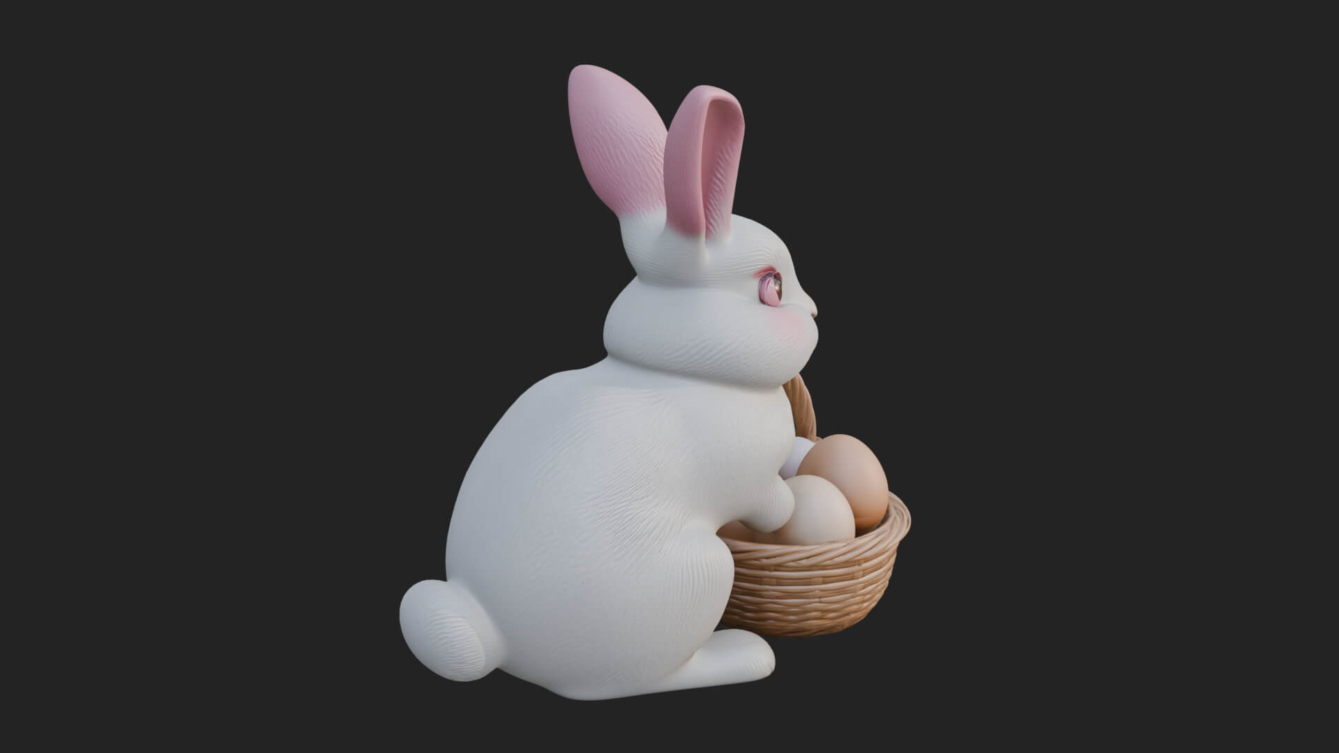 Easter Bunny with Basket Statue Design 5 3D Print Model 3D Model