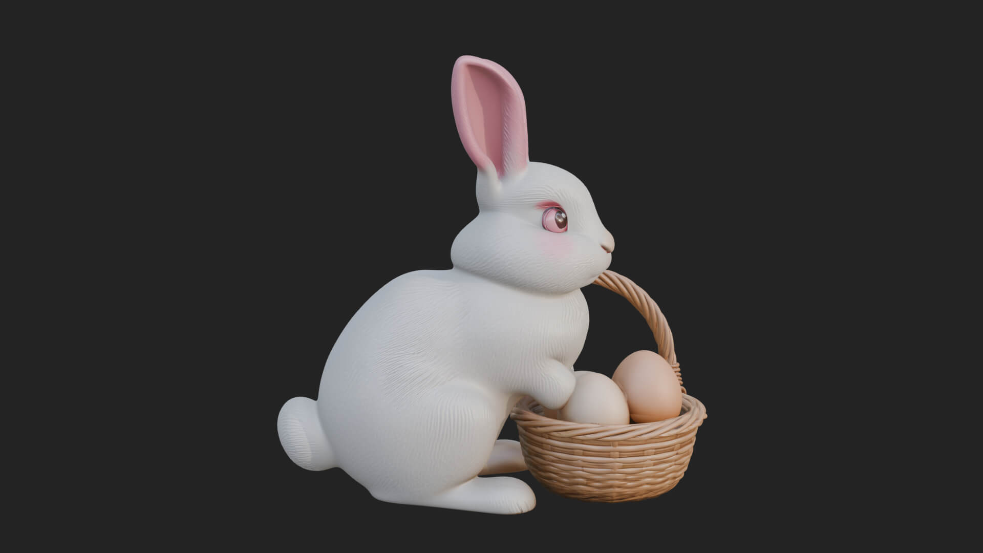 Easter Bunny with Basket Statue Design 5 3D Print Model 3D Model