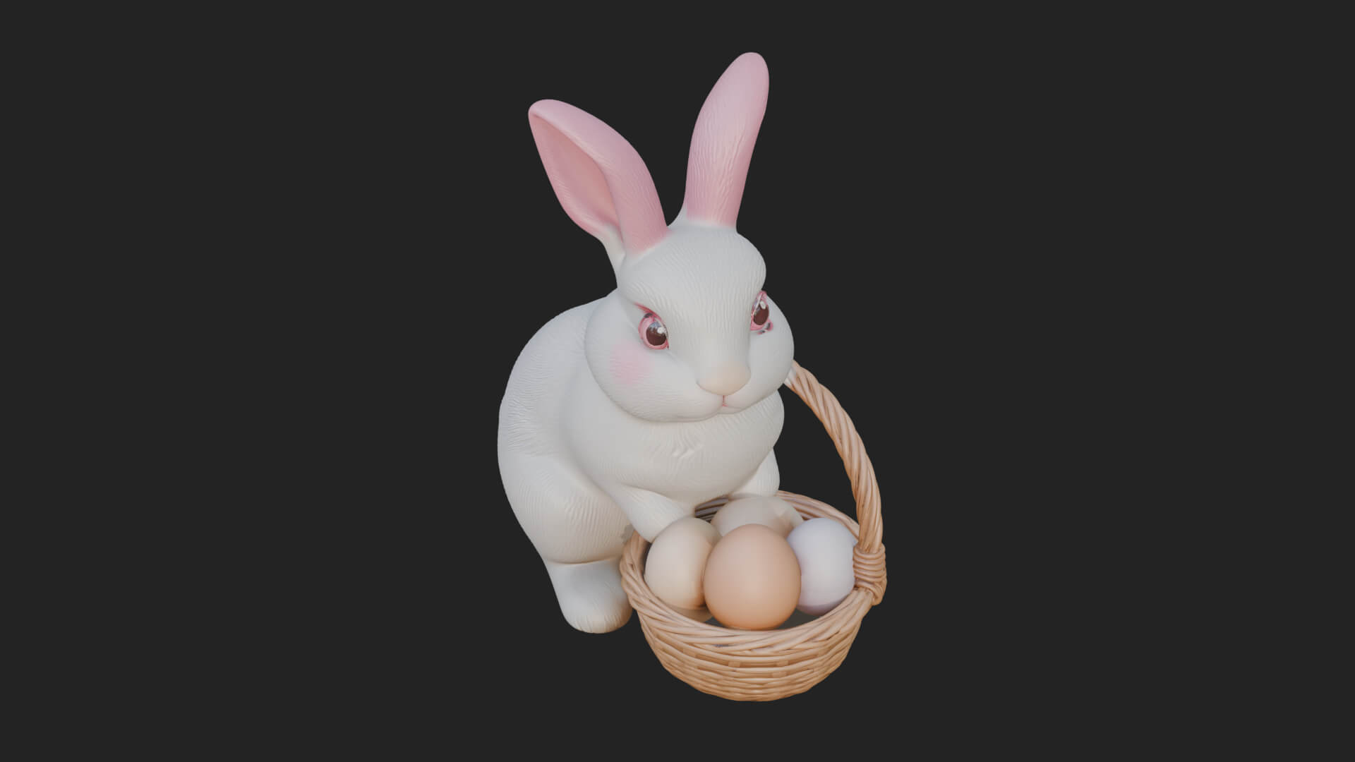 Easter Bunny with Basket Statue Design 5 3D Print Model 3D Model