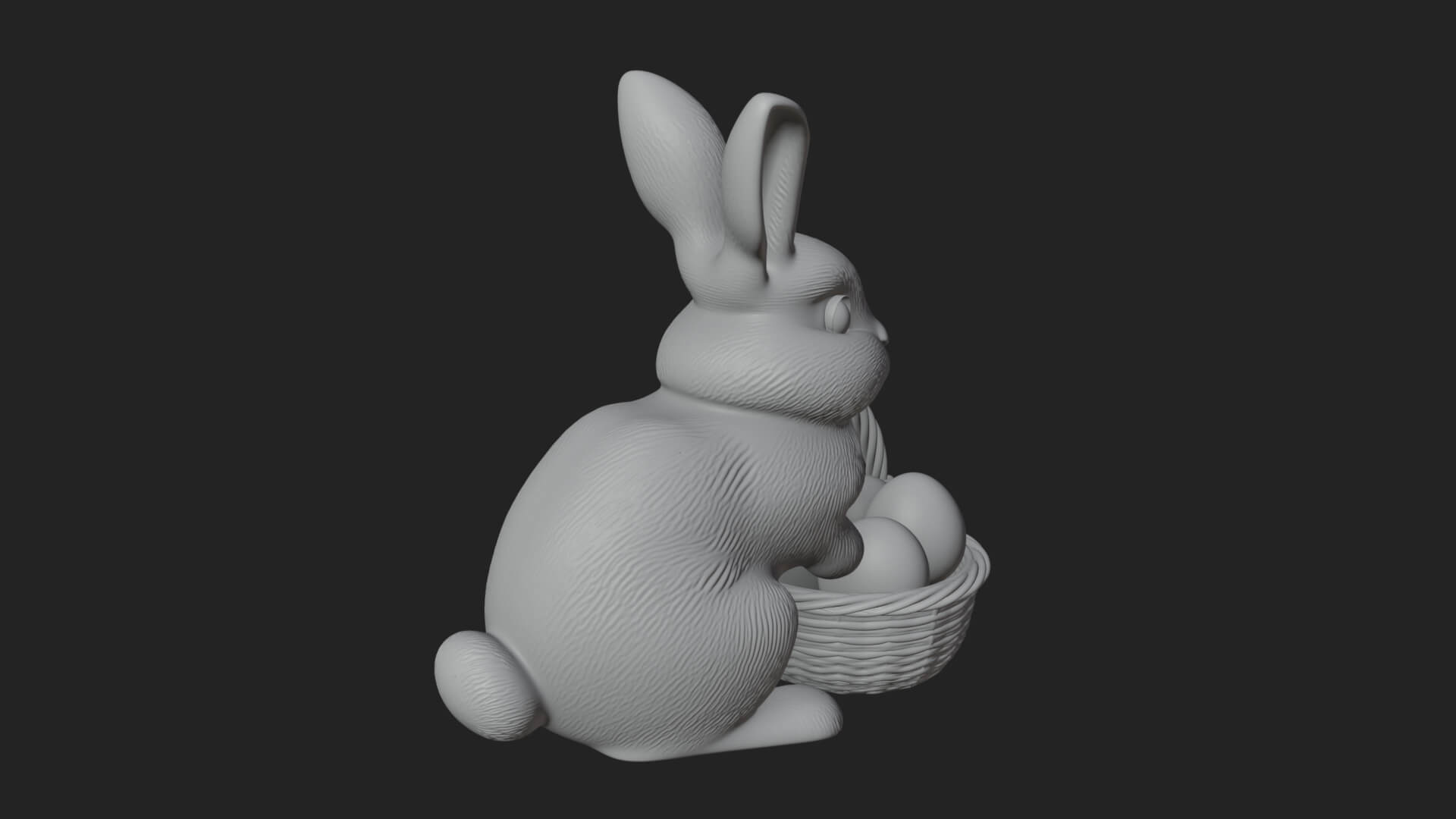 Easter Bunny with Basket Statue Design 5 3D Print Model 3D Model