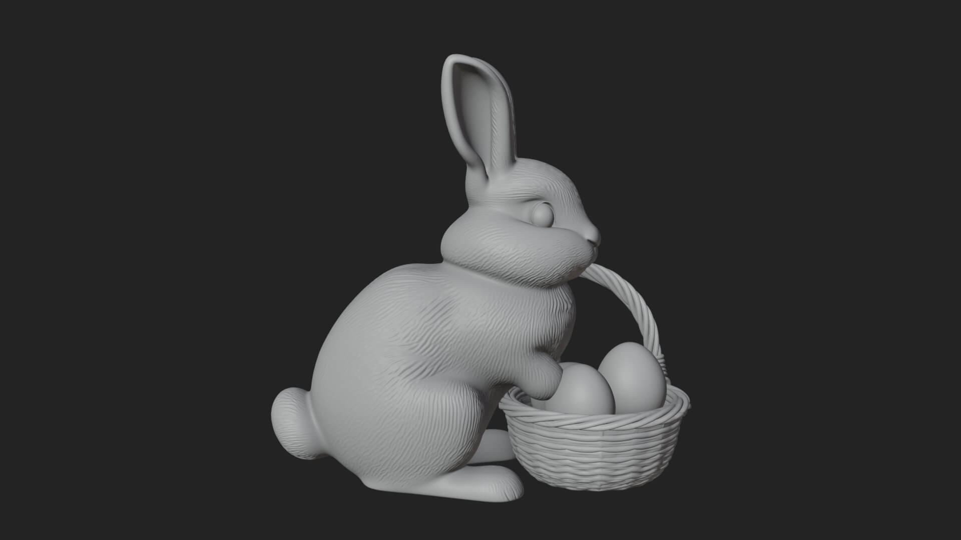 Easter Bunny with Basket Statue Design 5 3D Print Model 3D Model