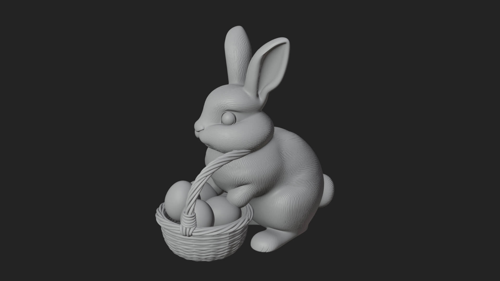 Easter Bunny with Basket Statue Design 5 3D Print Model 3D Model