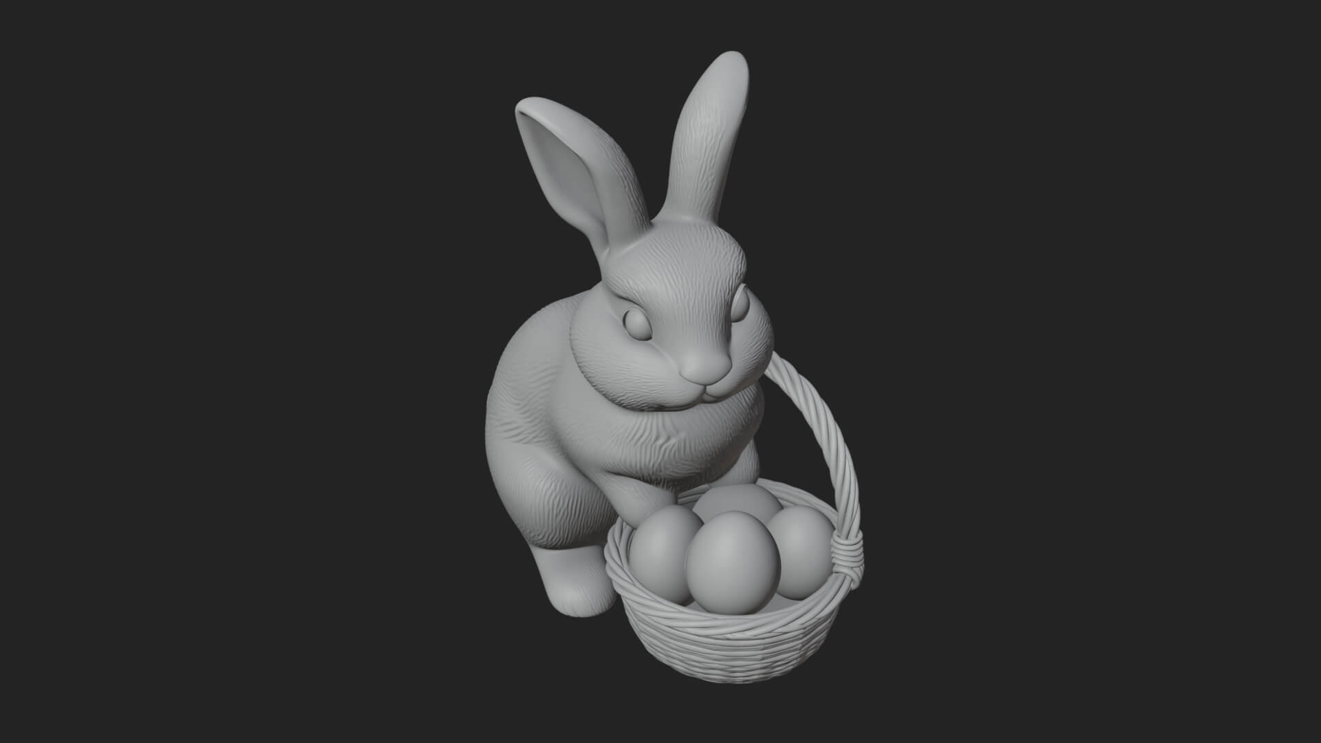 Easter Bunny with Basket Statue Design 5 3D Print Model 3D Model