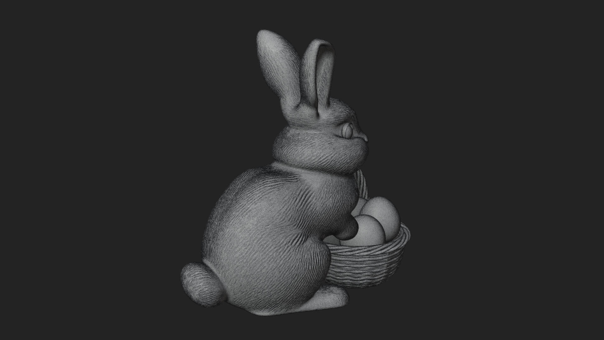 Easter Bunny with Basket Statue Design 5 3D Print Model 3D Model