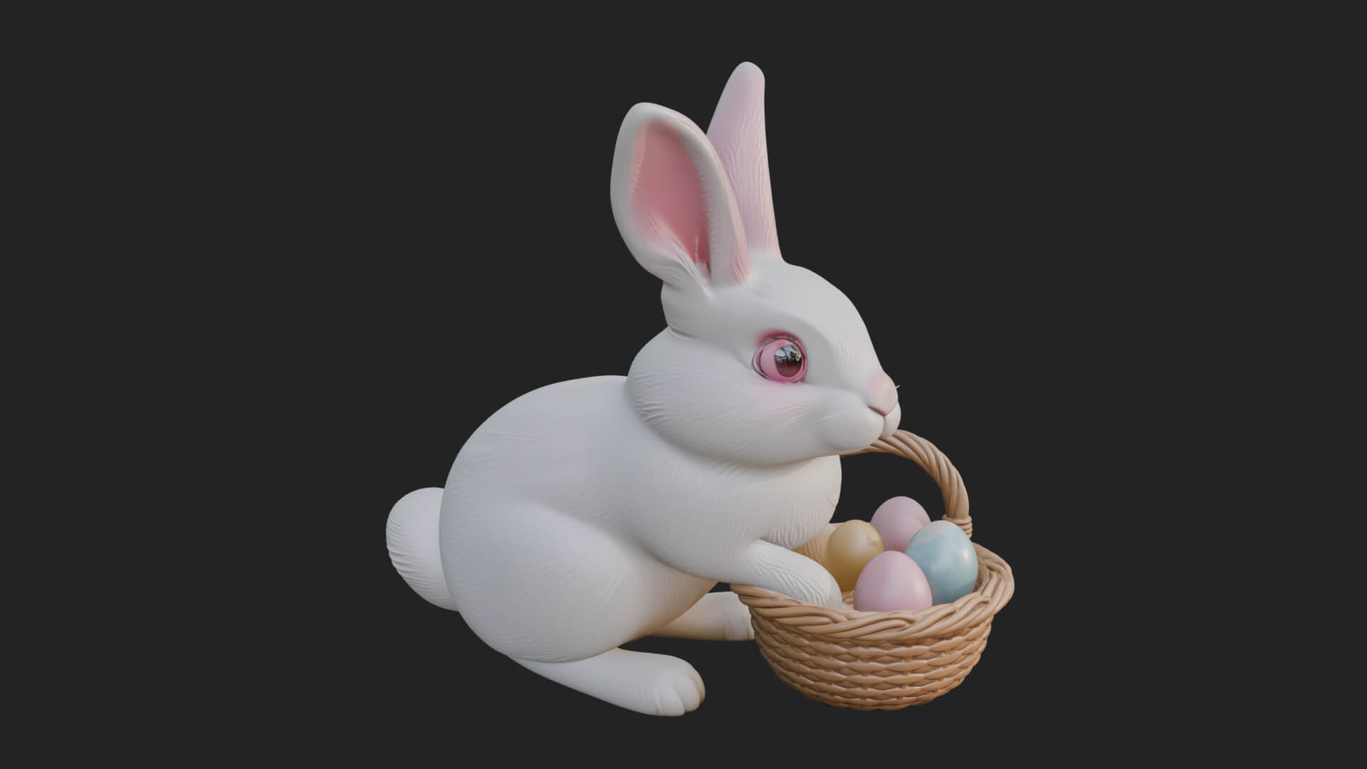 Easter Bunny with Basket Statue Design 6 3D Print Model 3D Model