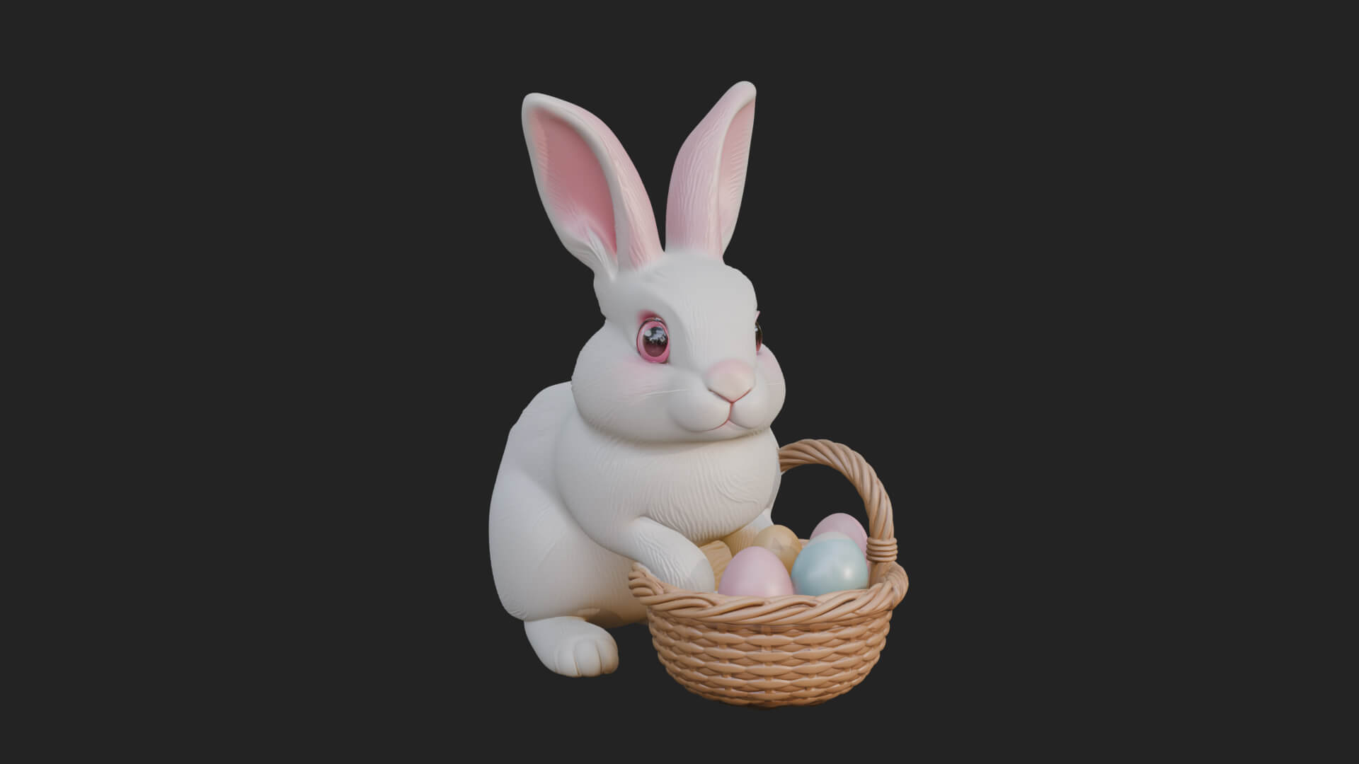 Easter Bunny with Basket Statue Design 6 3D Print Model 3D Model
