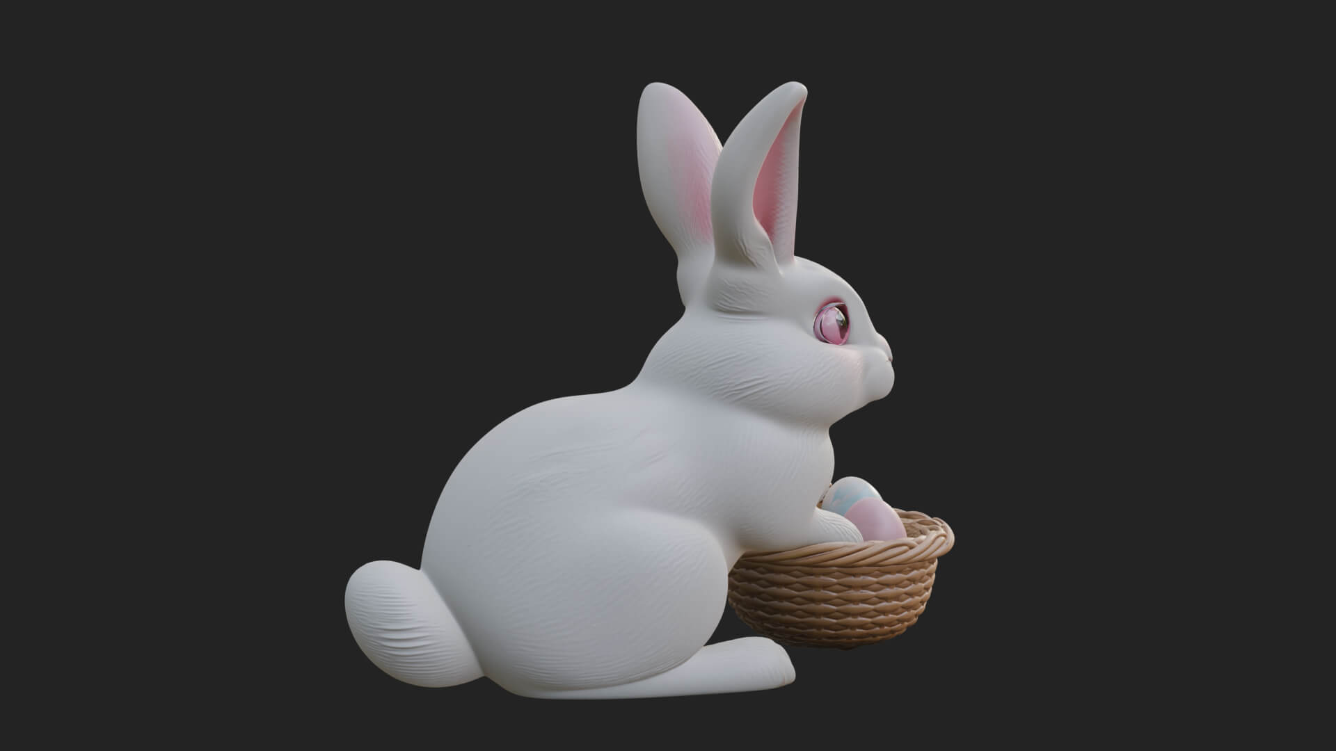 Easter Bunny with Basket Statue Design 6 3D Print Model 3D Model
