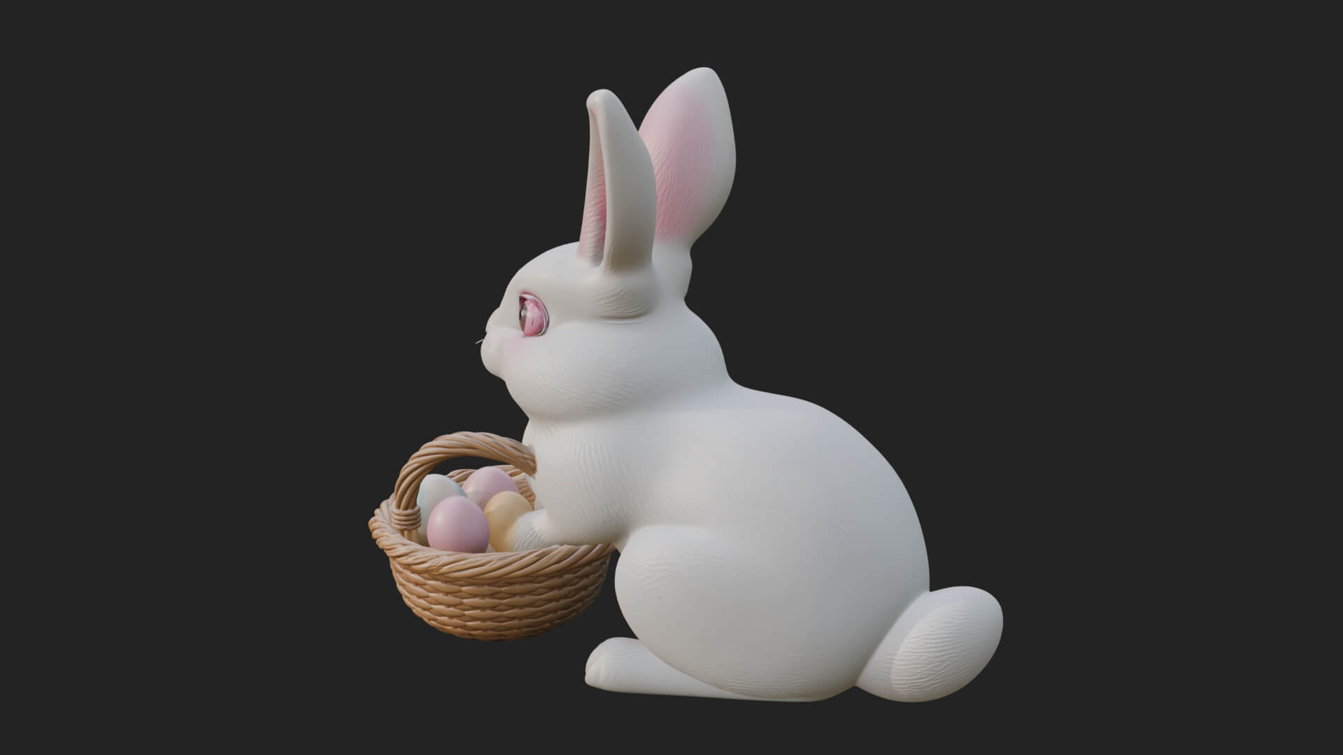 Easter Bunny with Basket Statue Design 6 3D Print Model 3D Model