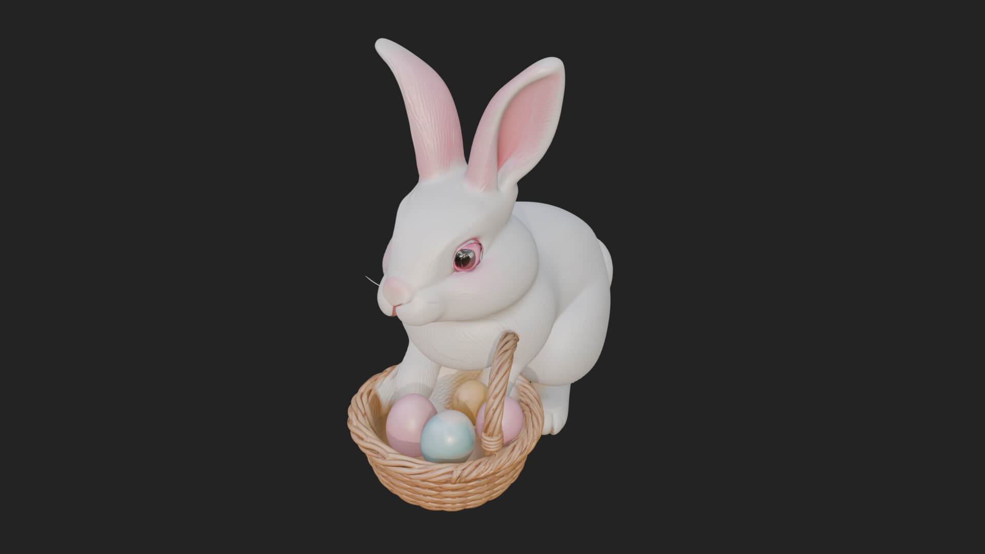 Easter Bunny with Basket Statue Design 6 3D Print Model 3D Model