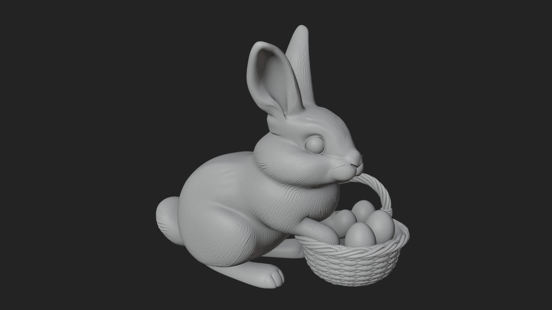 Easter Bunny with Basket Statue Design 6 3D Print Model 3D Model