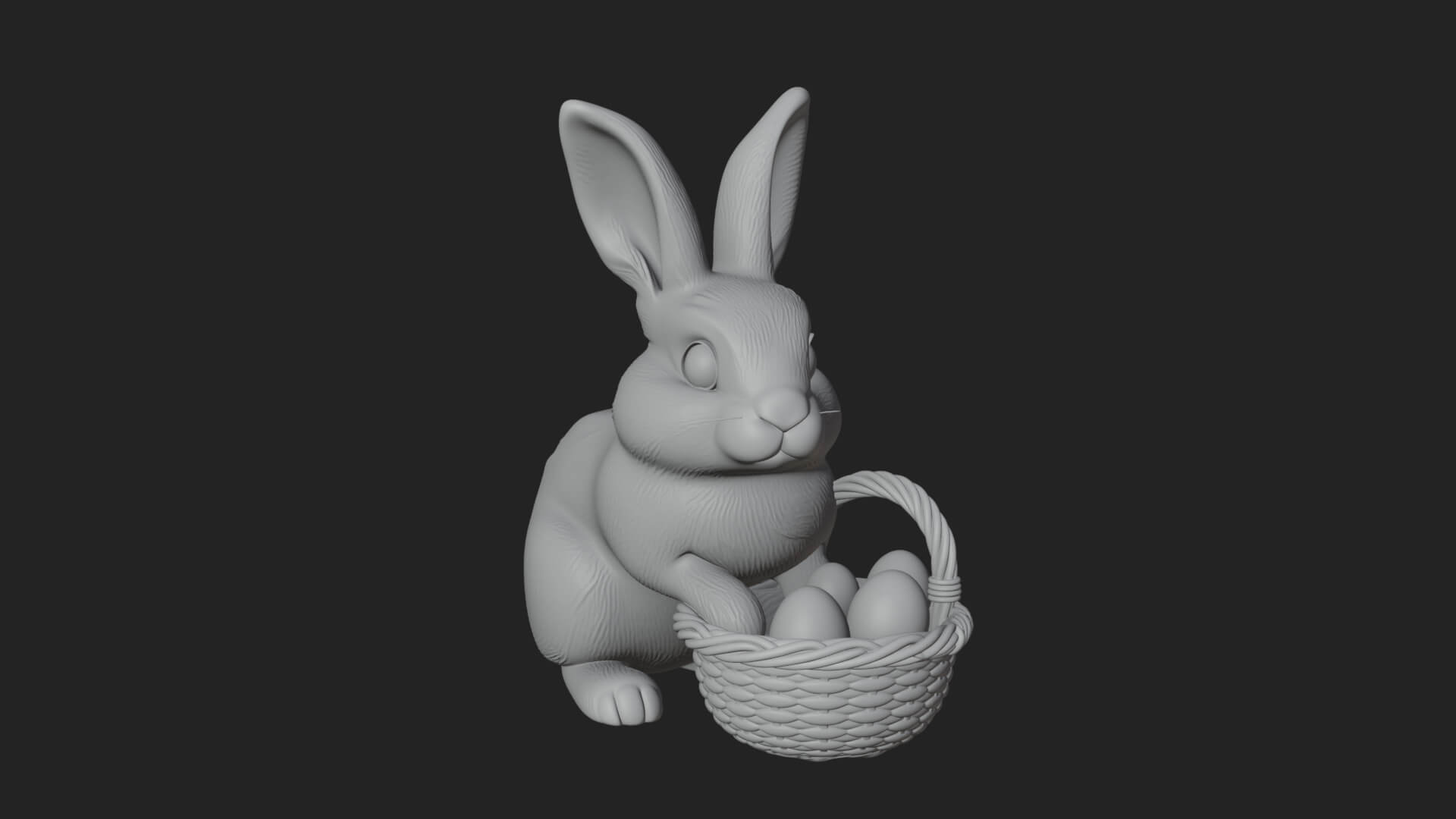 Easter Bunny with Basket Statue Design 6 3D Print Model 3D Model