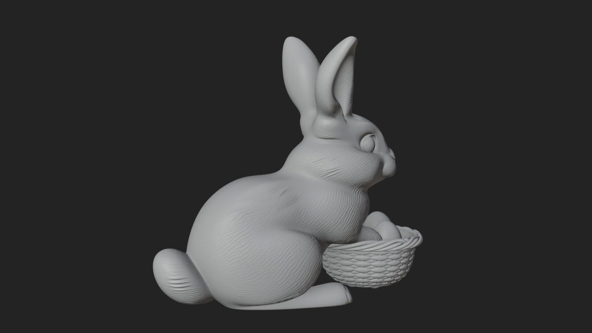 Easter Bunny with Basket Statue Design 6 3D Print Model 3D Model