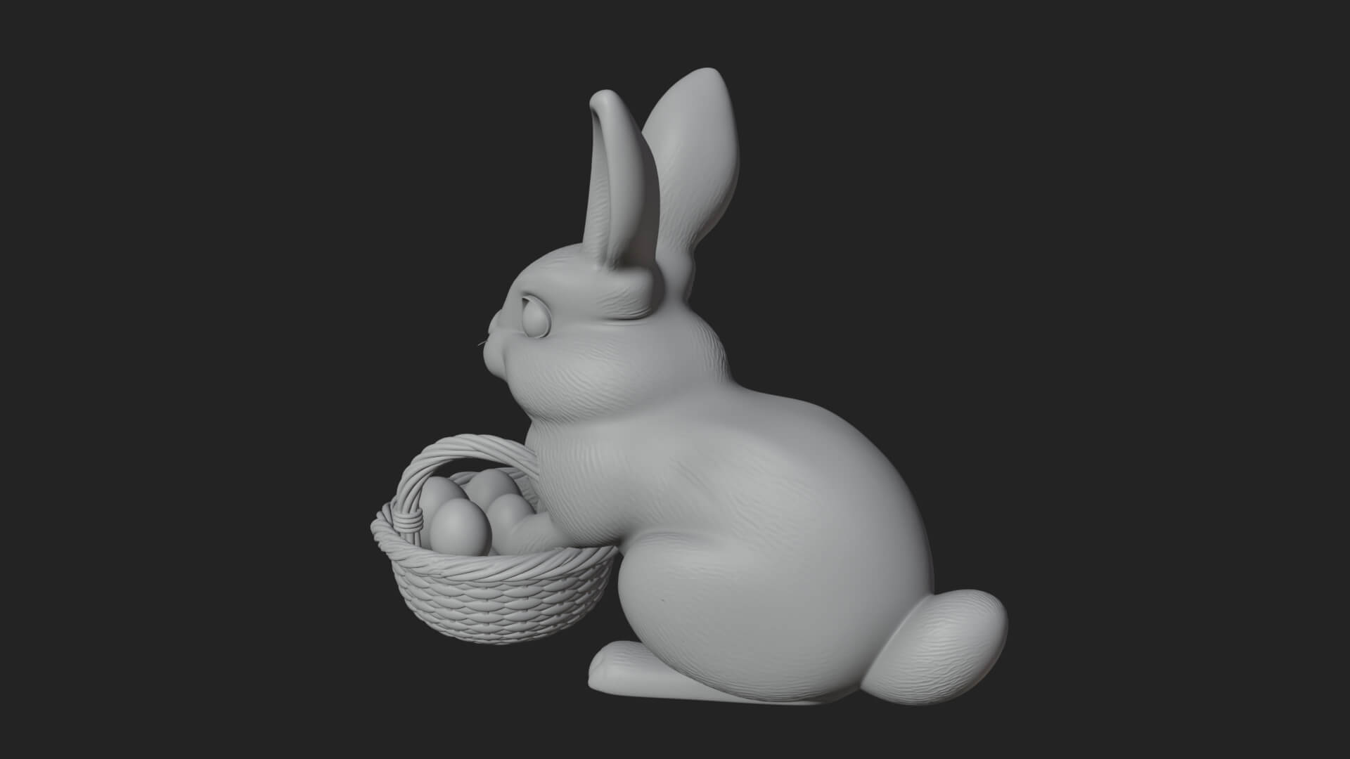 Easter Bunny with Basket Statue Design 6 3D Print Model 3D Model
