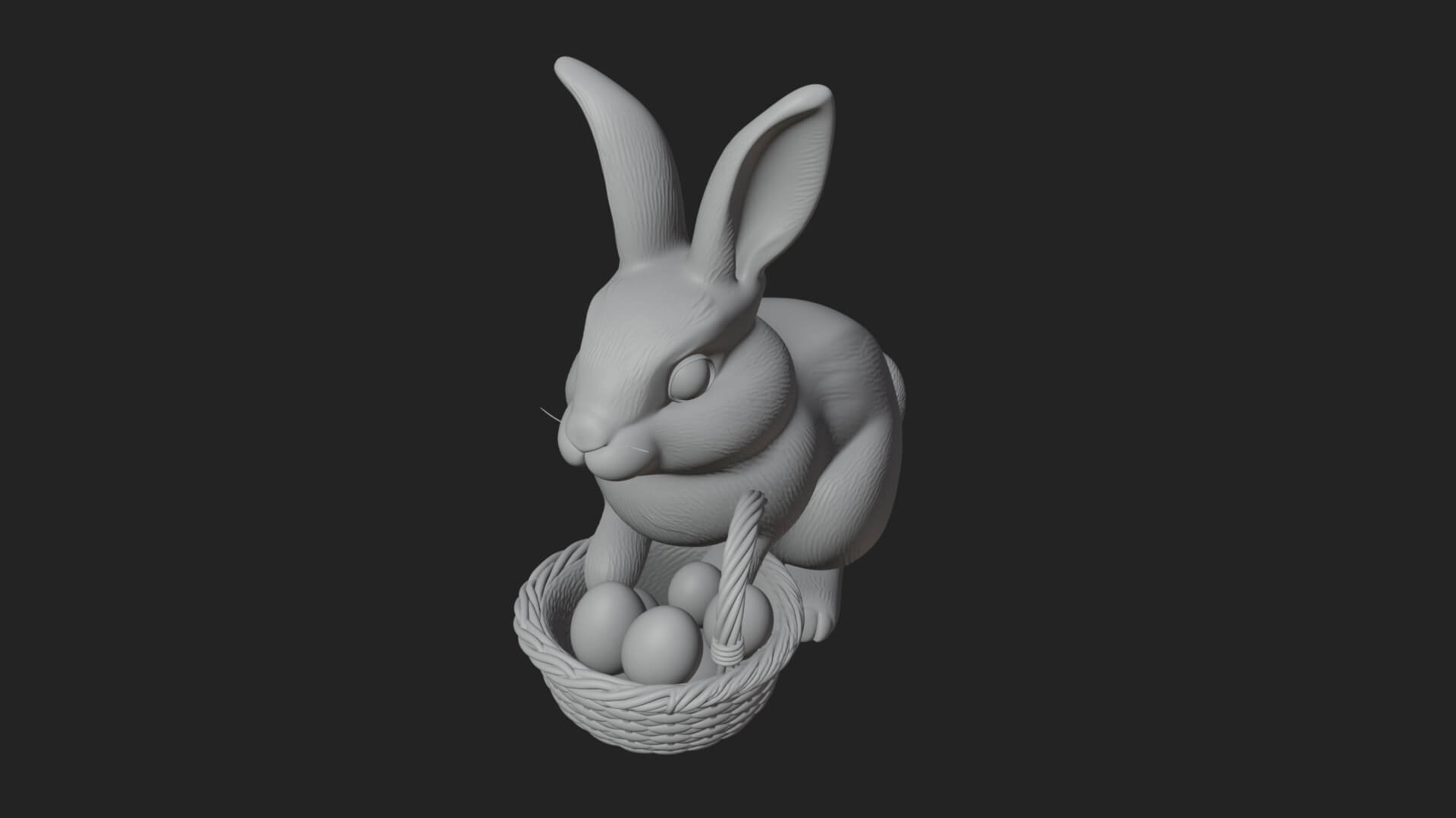 Easter Bunny with Basket Statue Design 6 3D Print Model 3D Model