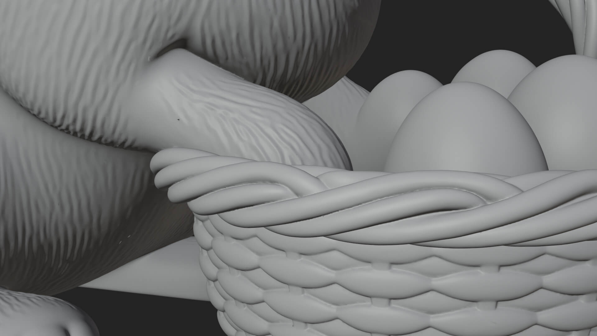 Easter Bunny with Basket Statue Design 6 3D Print Model 3D Model