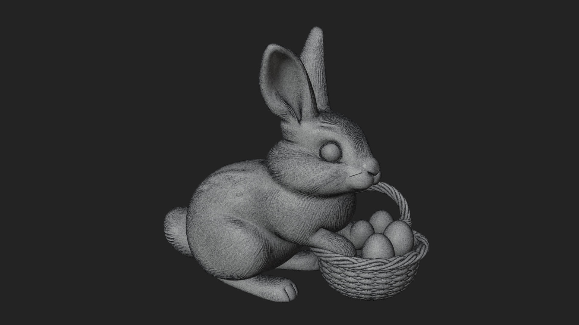 Easter Bunny with Basket Statue Design 6 3D Print Model 3D Model