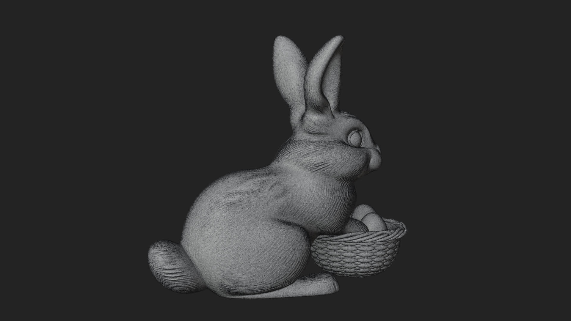 Easter Bunny with Basket Statue Design 6 3D Print Model 3D Model
