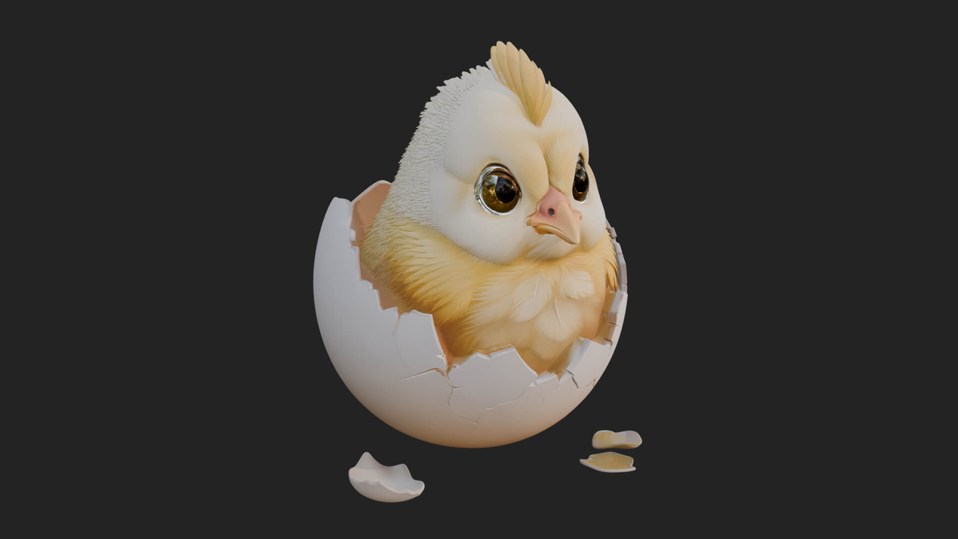 Easter Chick in Eggshell Statue Design 5 3D Print Model 3D Model
