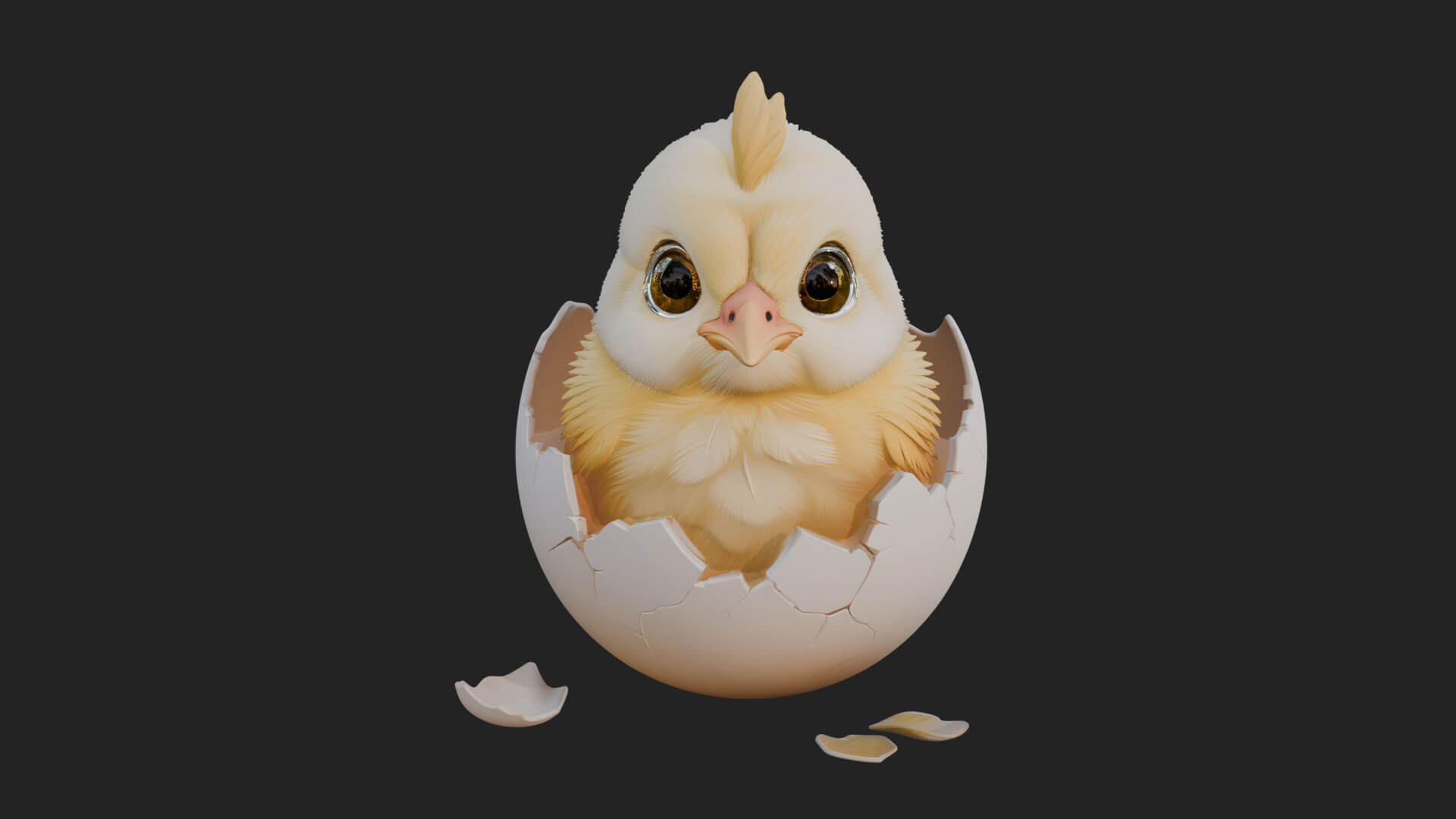Easter Chick in Eggshell Statue Design 5 3D Print Model 3D Model