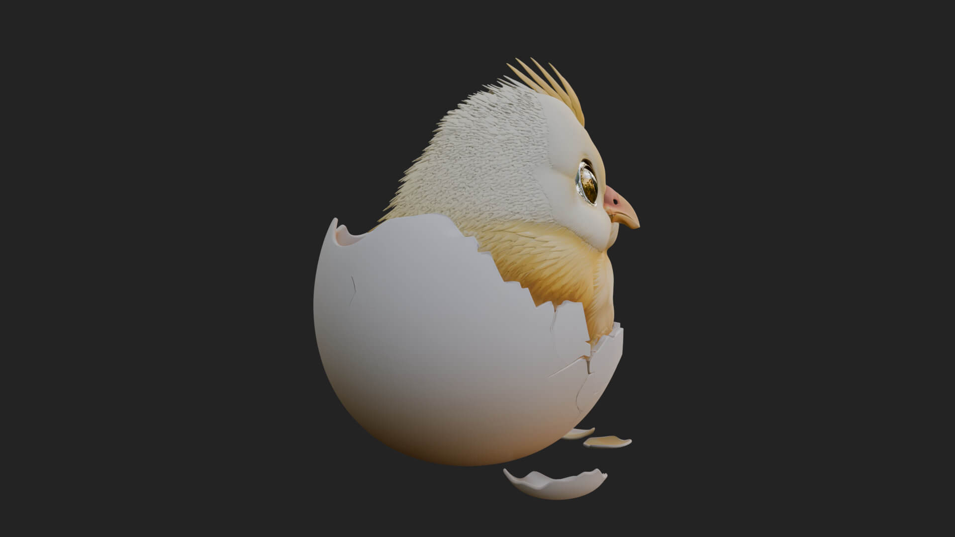 Easter Chick in Eggshell Statue Design 5 3D Print Model 3D Model