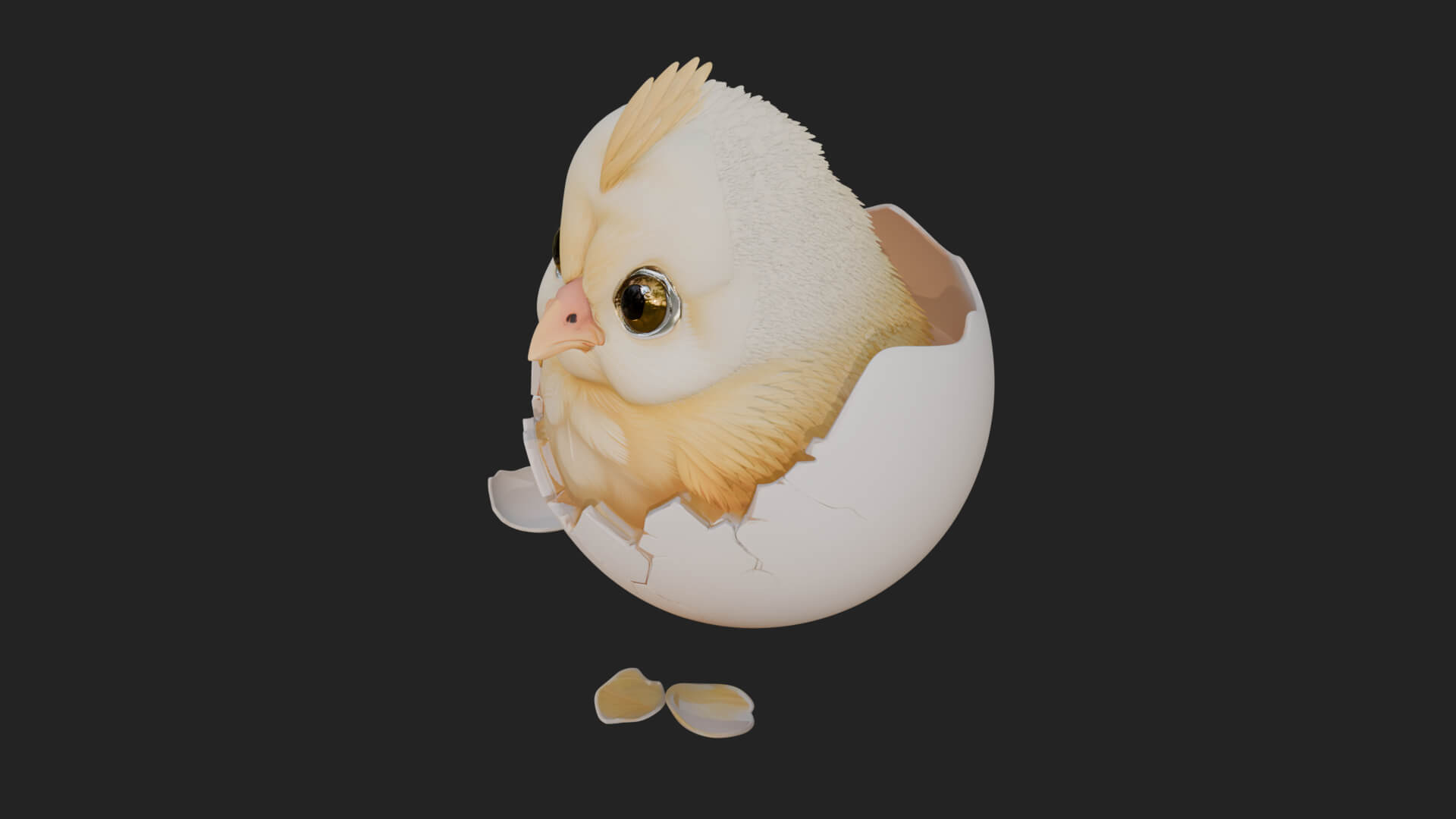 Easter Chick in Eggshell Statue Design 5 3D Print Model 3D Model