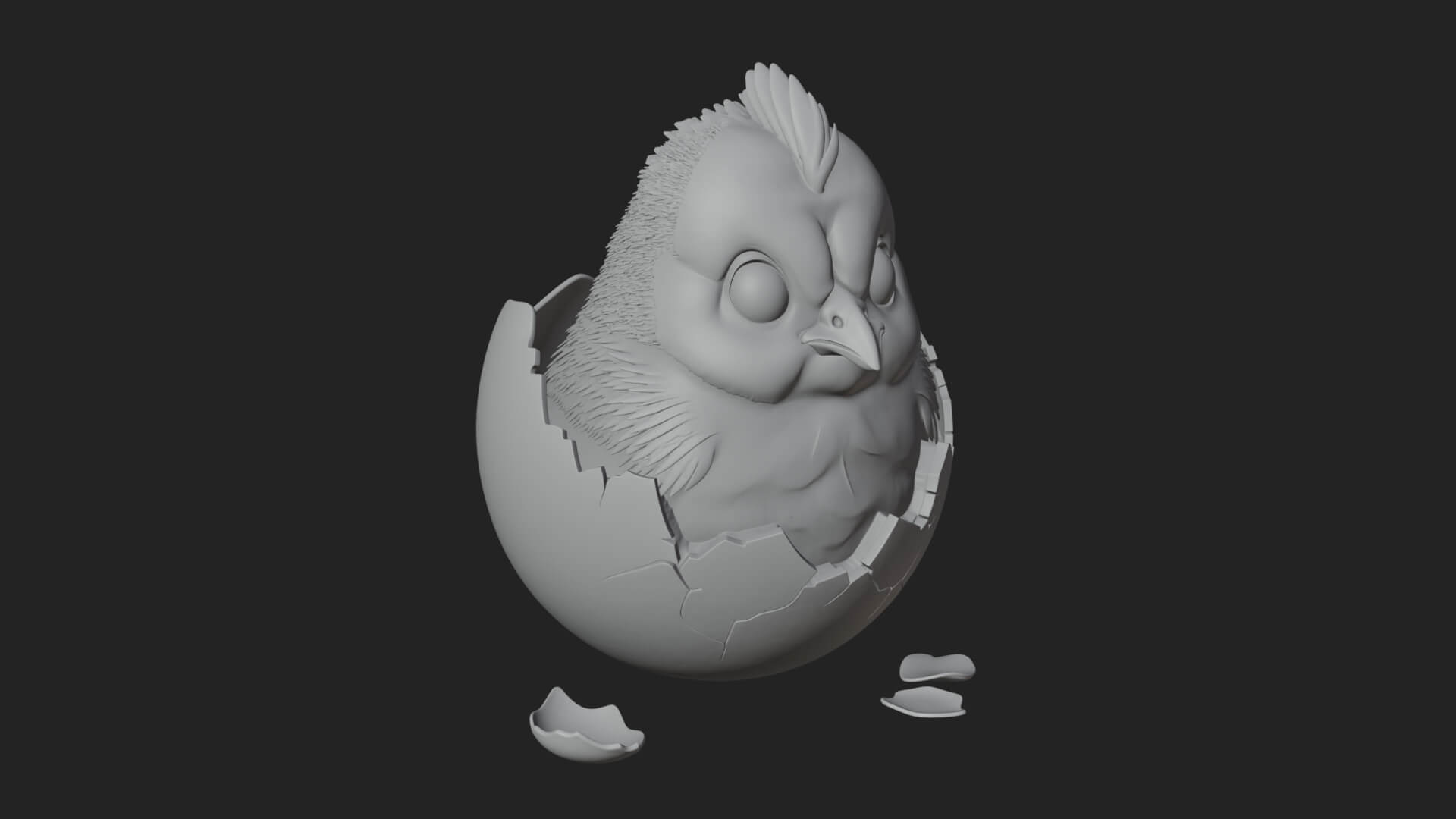 Easter Chick in Eggshell Statue Design 5 3D Print Model 3D Model