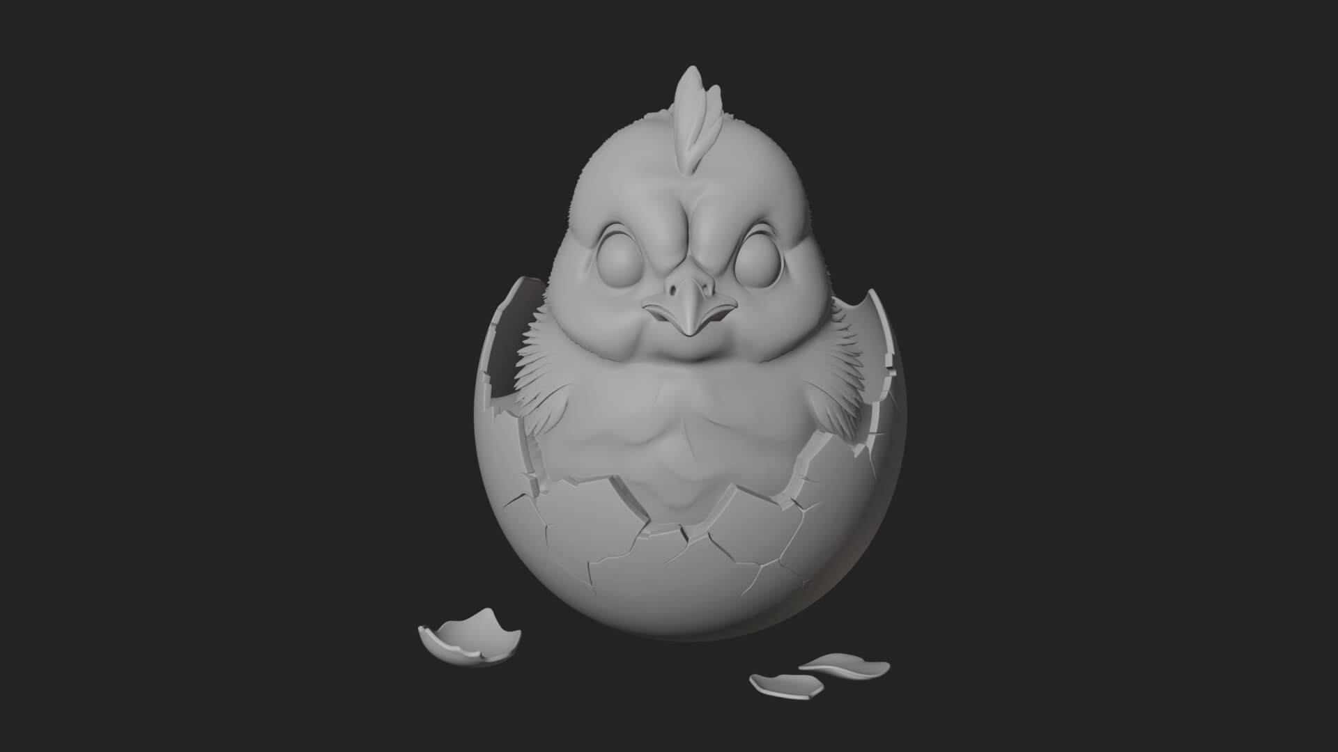 Easter Chick in Eggshell Statue Design 5 3D Print Model 3D Model