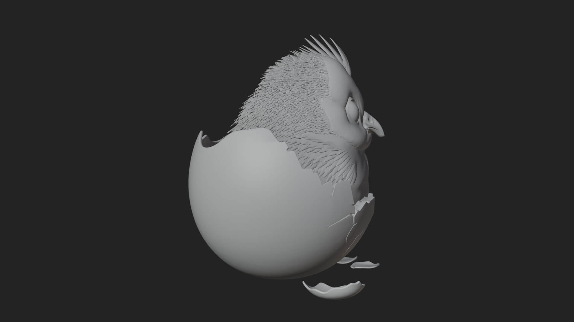 Easter Chick in Eggshell Statue Design 5 3D Print Model 3D Model