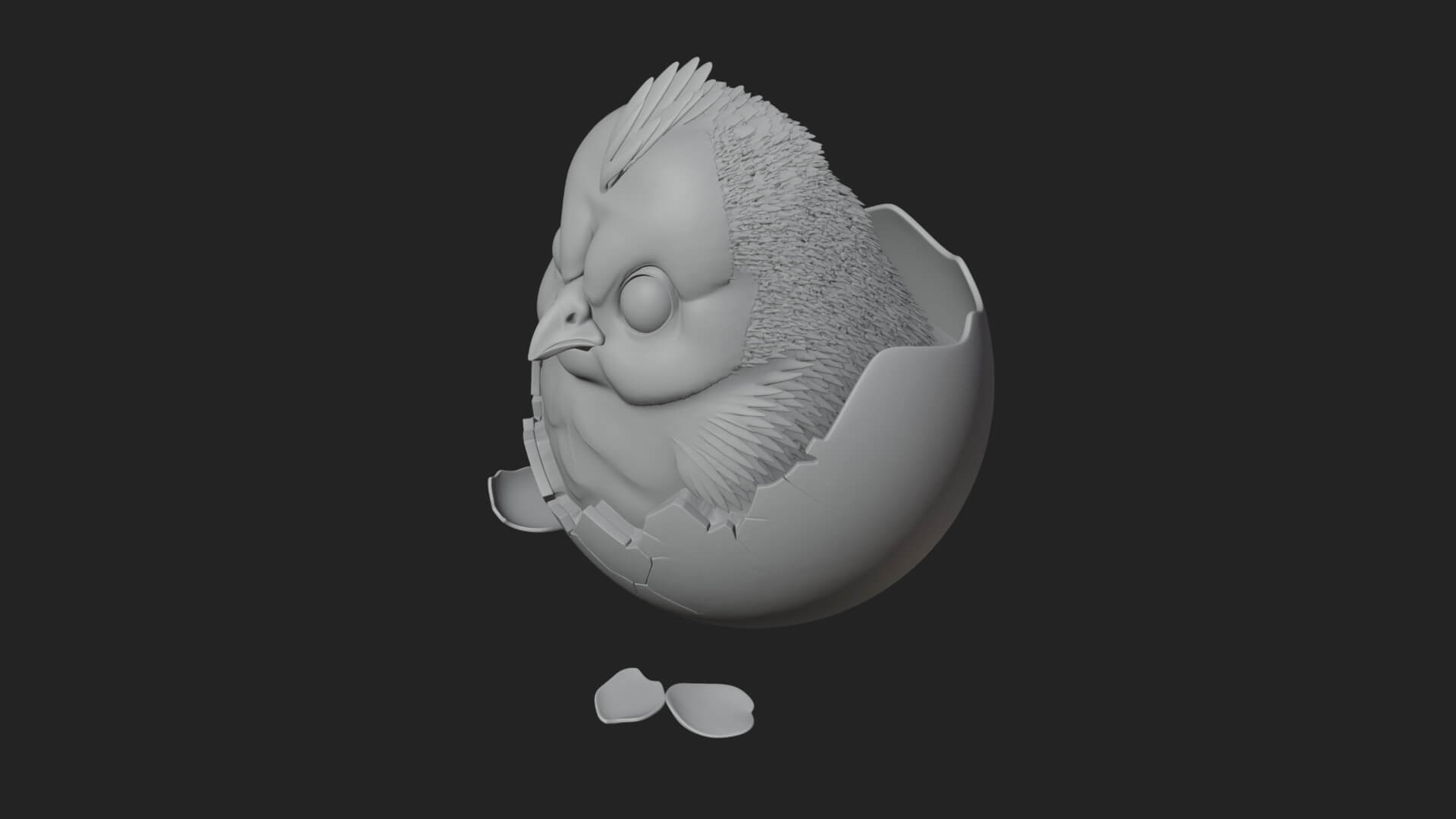 Easter Chick in Eggshell Statue Design 5 3D Print Model 3D Model