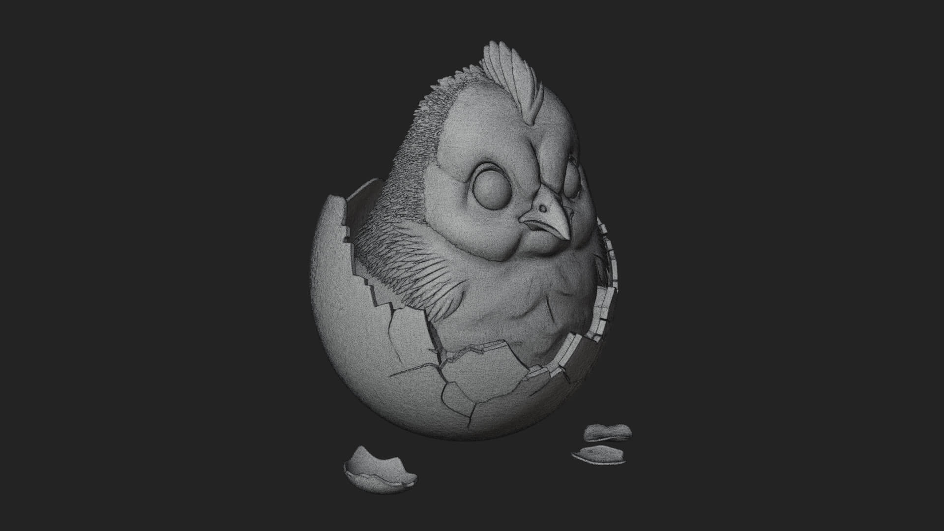 Easter Chick in Eggshell Statue Design 5 3D Print Model 3D Model