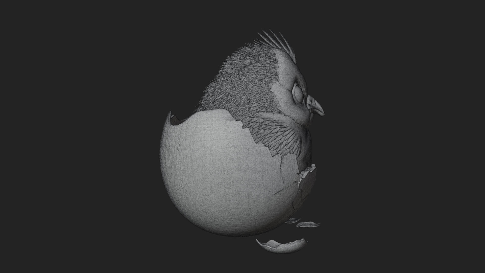 Easter Chick in Eggshell Statue Design 5 3D Print Model 3D Model