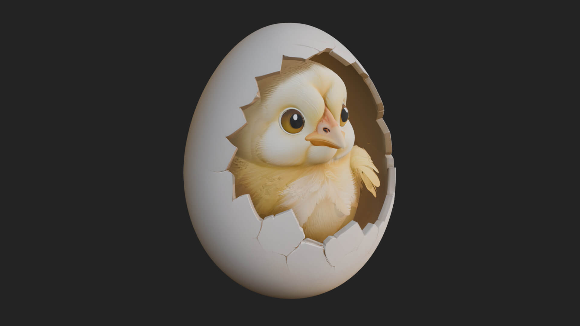 Easter Chick in Eggshell Statue Design 6 3d Print Model 3D Model