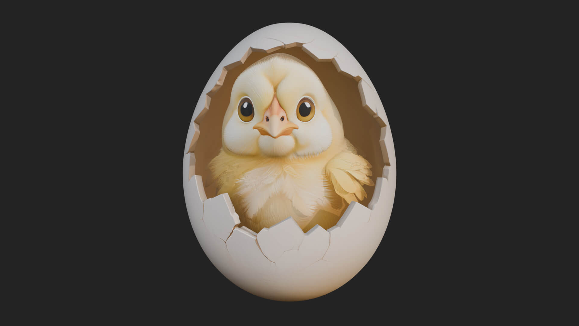 Easter Chick in Eggshell Statue Design 6 3d Print Model 3D Model