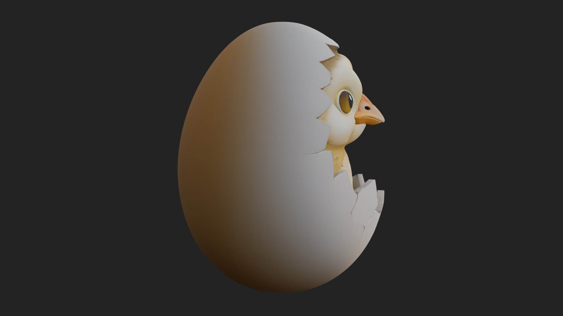 Easter Chick in Eggshell Statue Design 6 3d Print Model 3D Model