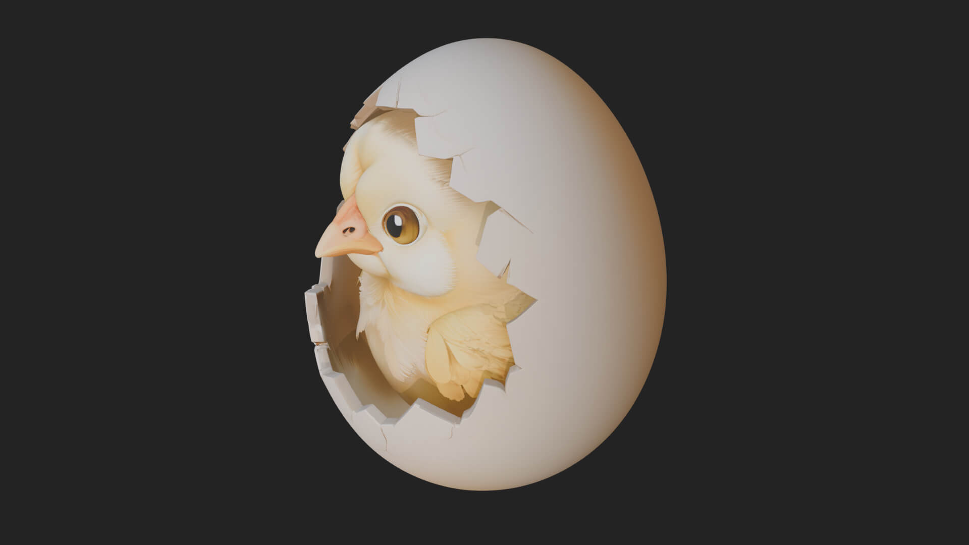 Easter Chick in Eggshell Statue Design 6 3d Print Model 3D Model