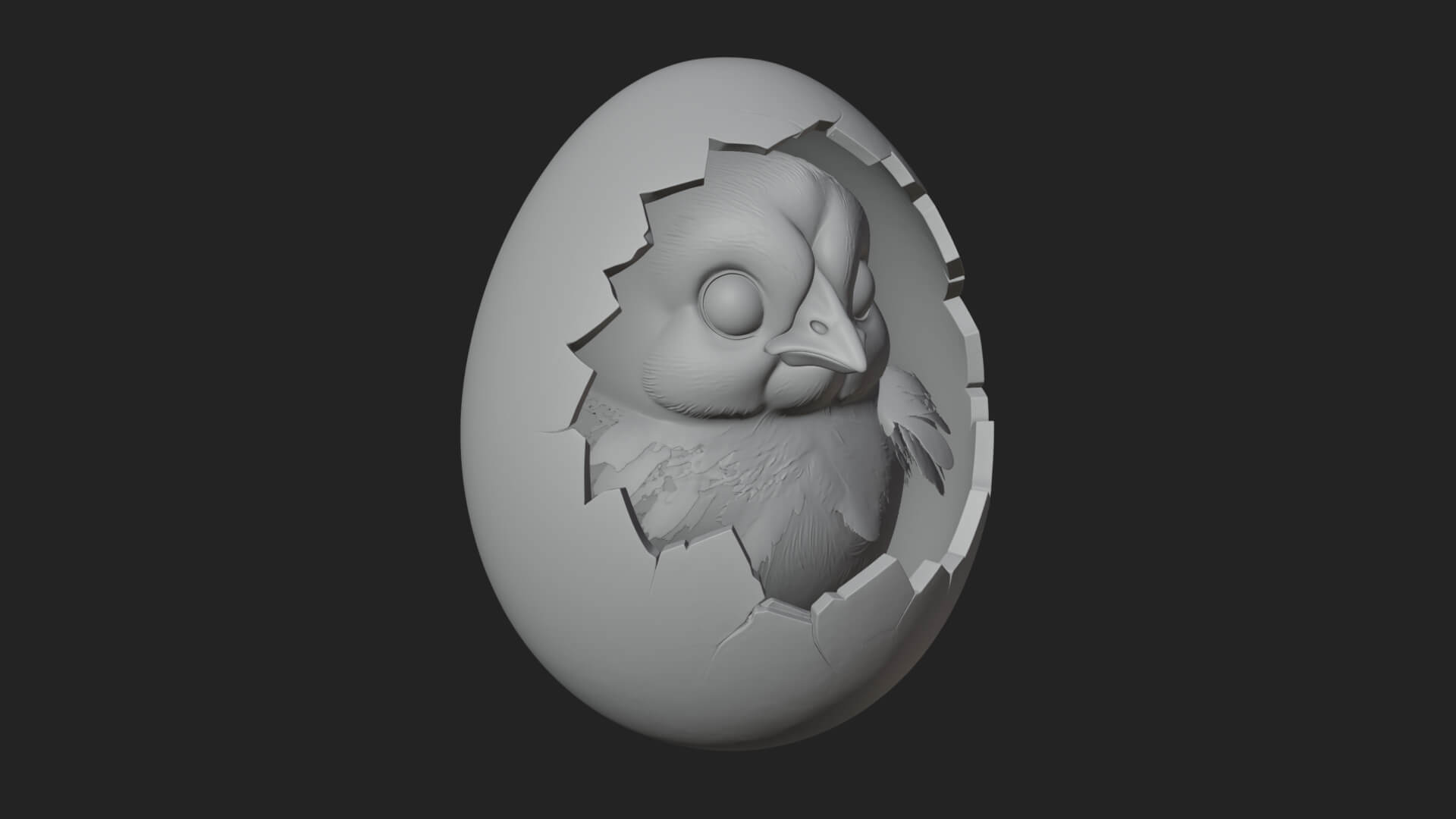 Easter Chick in Eggshell Statue Design 6 3d Print Model 3D Model