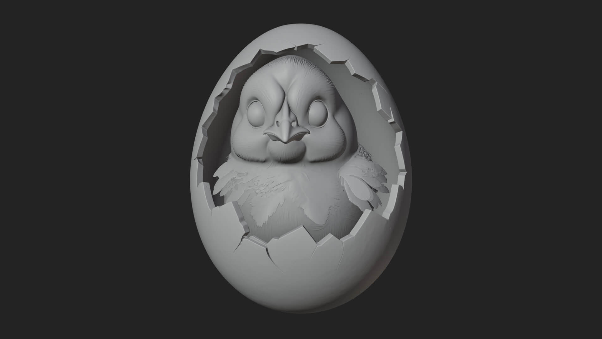 Easter Chick in Eggshell Statue Design 6 3d Print Model 3D Model