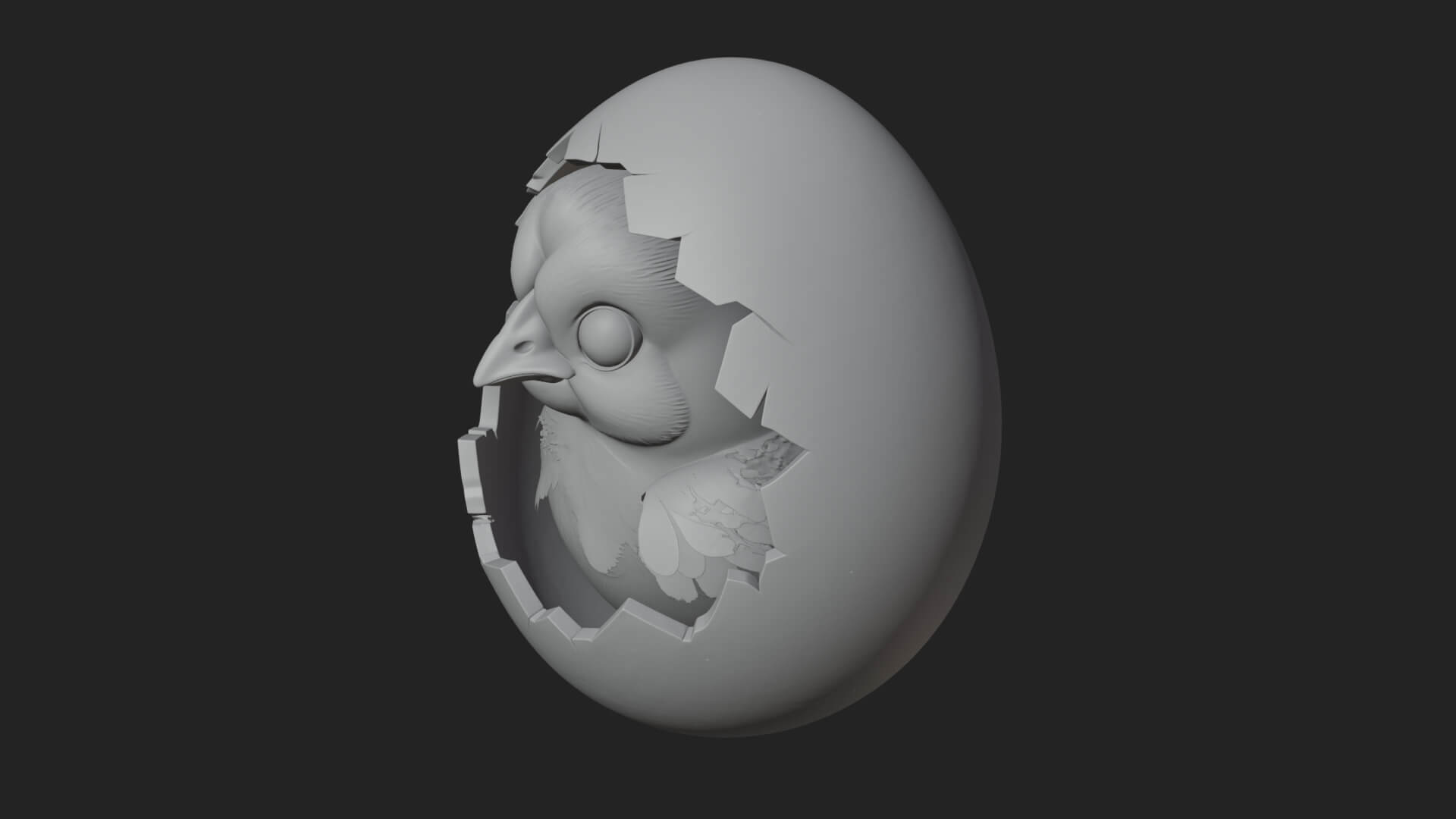 Easter Chick in Eggshell Statue Design 6 3d Print Model 3D Model