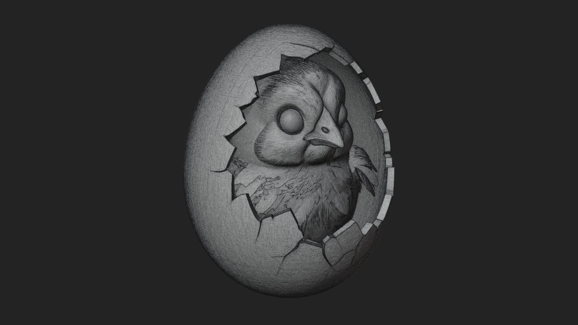 Easter Chick in Eggshell Statue Design 6 3d Print Model 3D Model