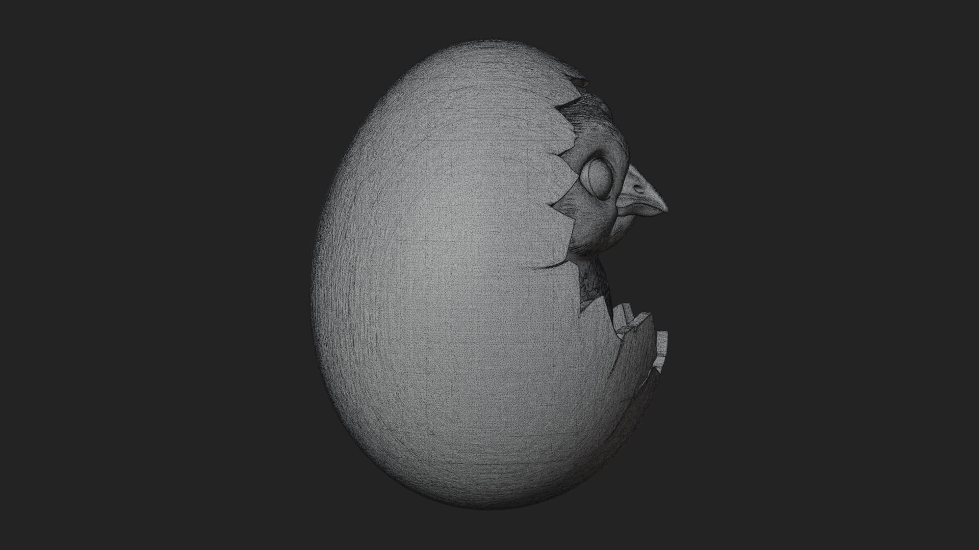 Easter Chick in Eggshell Statue Design 6 3d Print Model 3D Model
