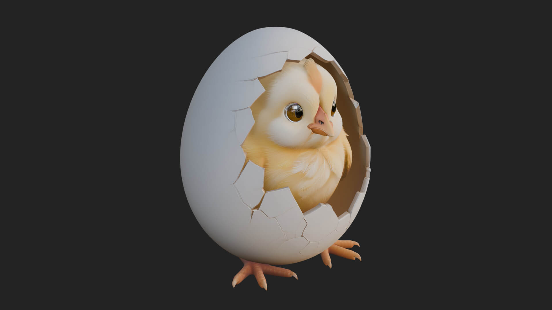 Easter Chick in Eggshell Statue Design 7 3D Print Model 3D Model