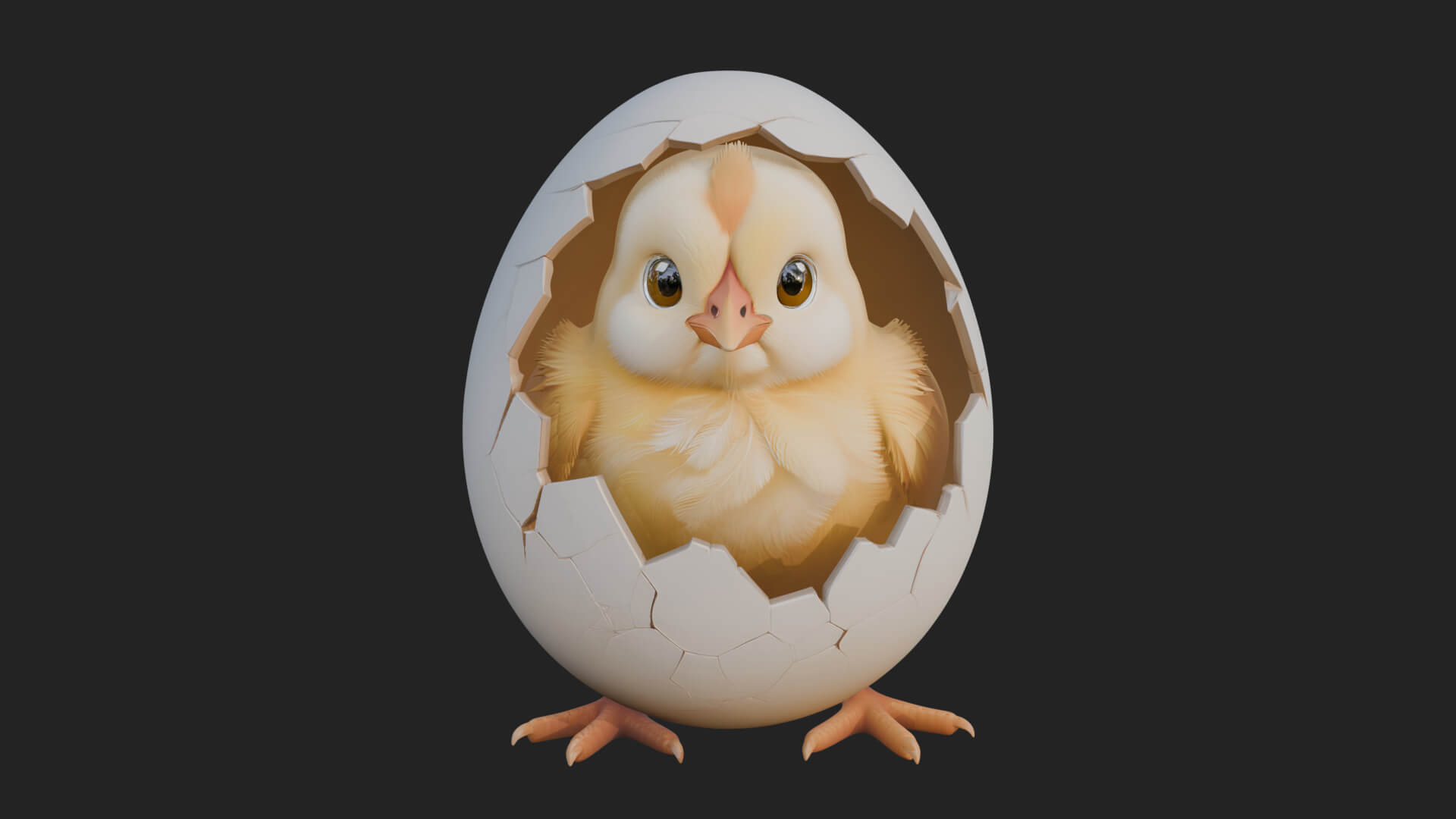Easter Chick in Eggshell Statue Design 7 3D Print Model 3D Model