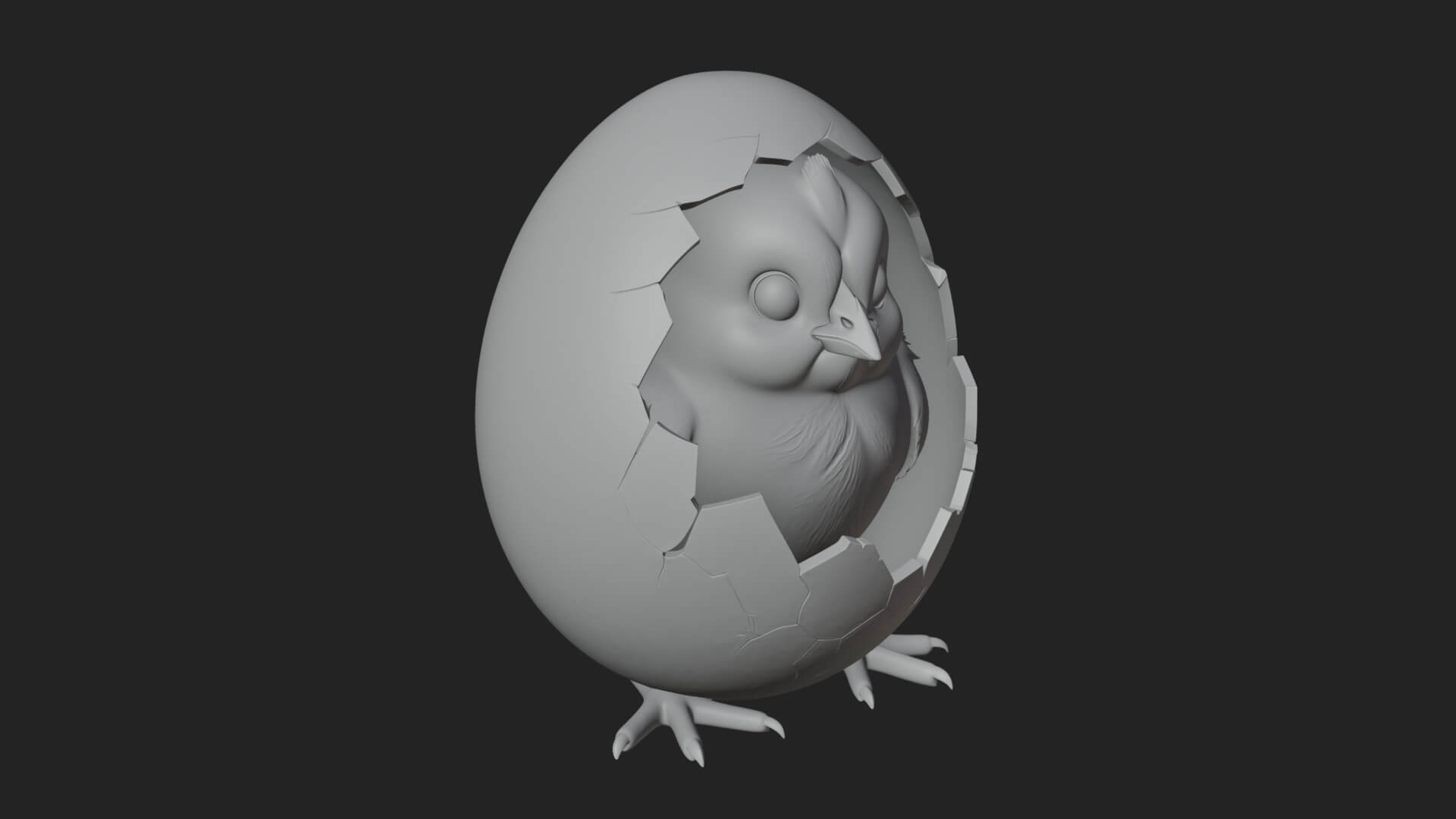 Easter Chick in Eggshell Statue Design 7 3D Print Model 3D Model
