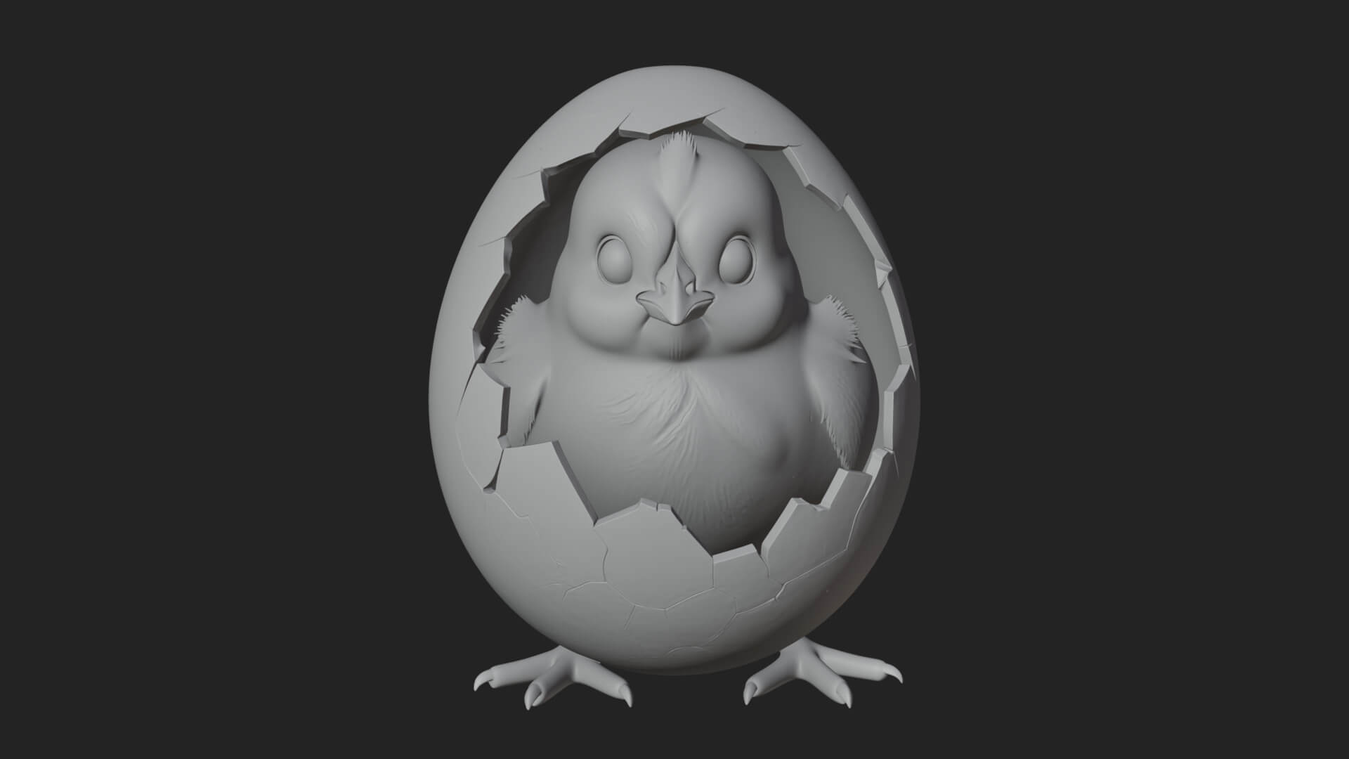 Easter Chick in Eggshell Statue Design 7 3D Print Model 3D Model