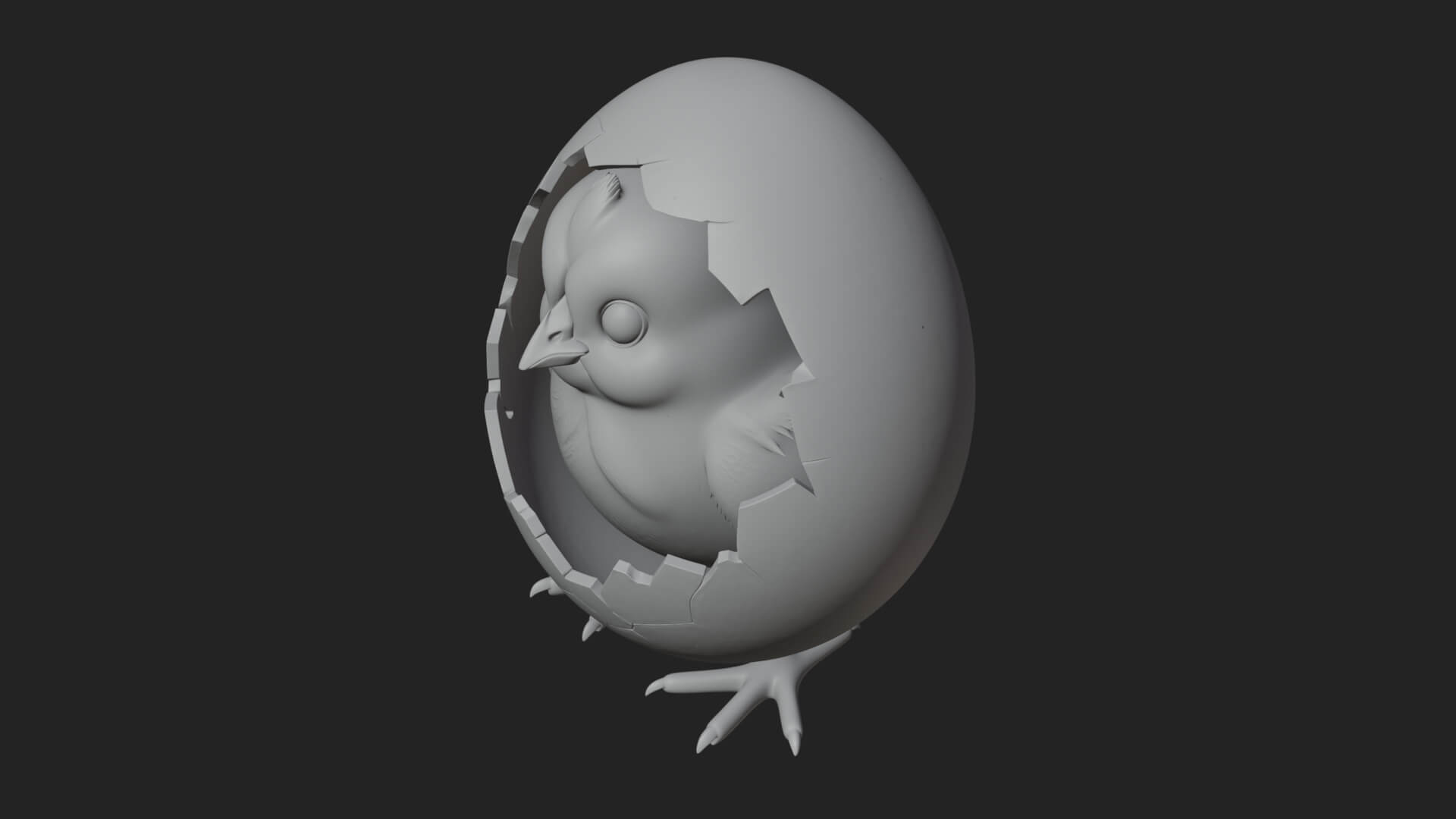Easter Chick in Eggshell Statue Design 7 3D Print Model 3D Model