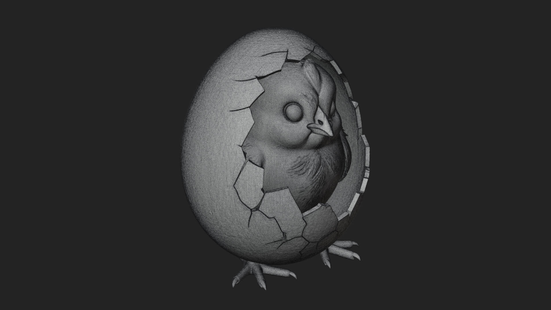 Easter Chick in Eggshell Statue Design 7 3D Print Model 3D Model