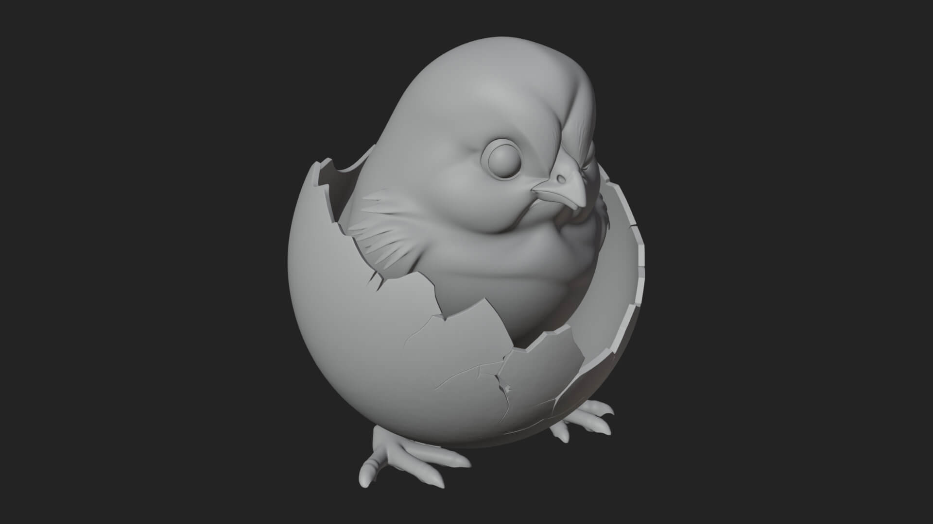 Easter Chick in Eggshell Statue Design 8 3D Print Model 3D Model