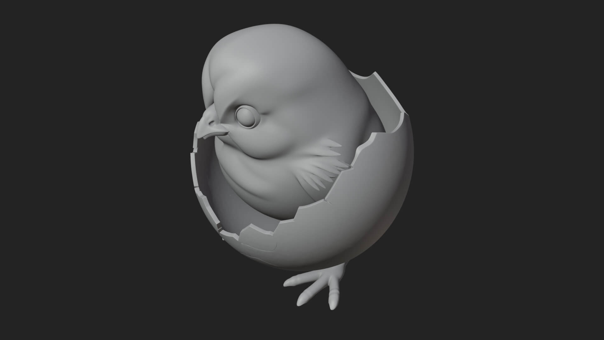 Easter Chick in Eggshell Statue Design 8 3D Print Model 3D Model