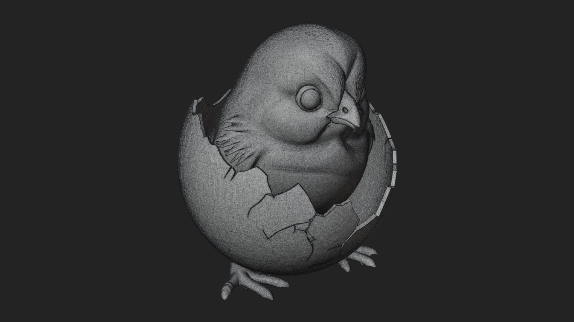 Easter Chick in Eggshell Statue Design 8 3D Print Model 3D Model