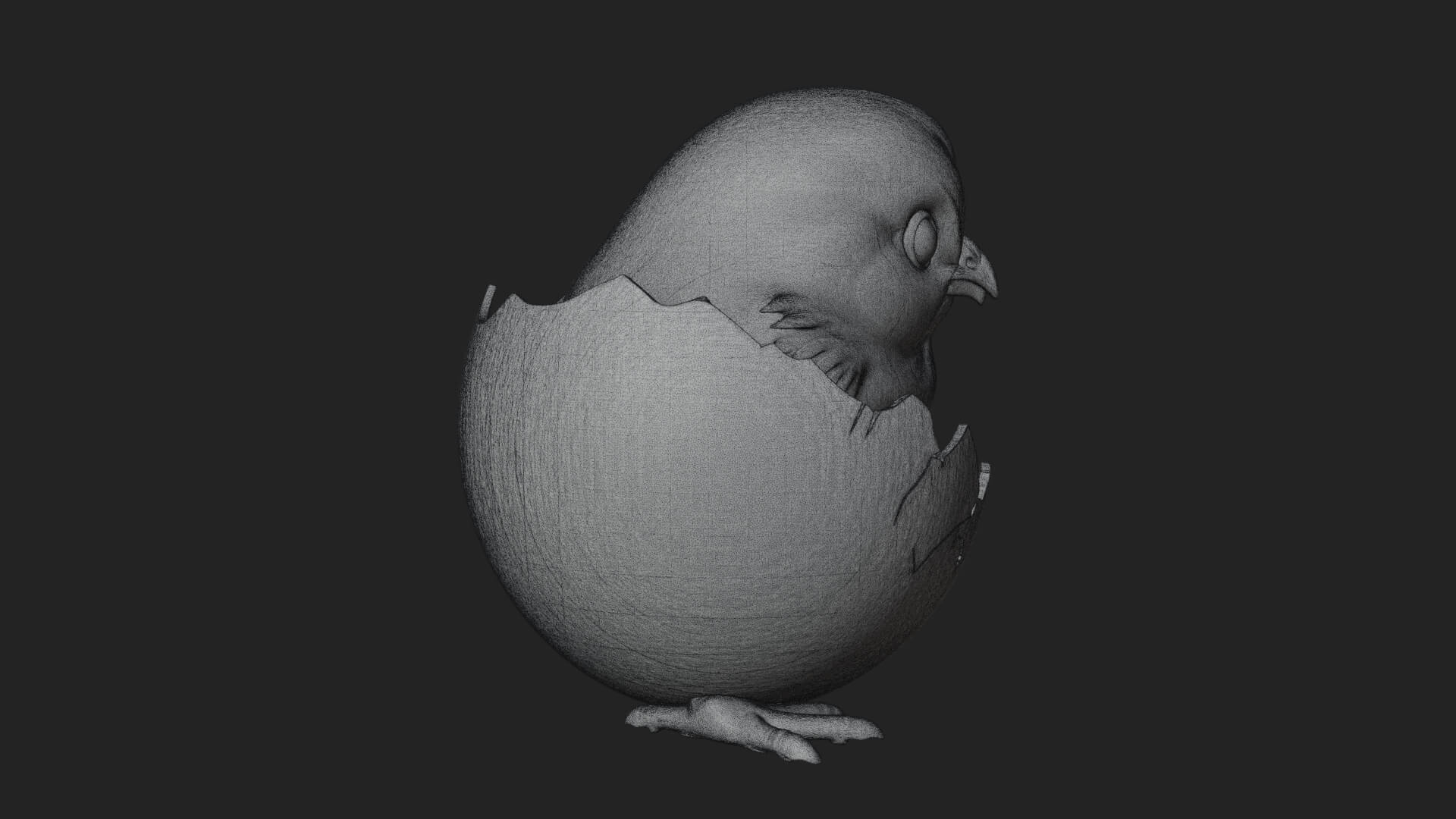 Easter Chick in Eggshell Statue Design 8 3D Print Model 3D Model